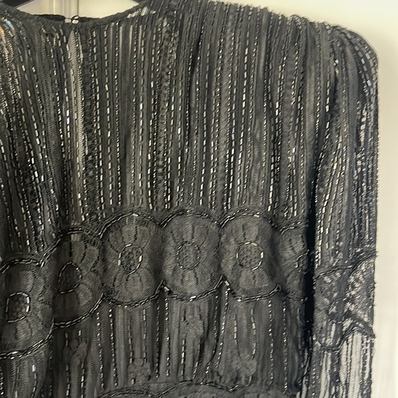 Vintage Gothic Black Beaded Formal Gown from Kleinfeld’s, Size 12 - Picture 6 of 13